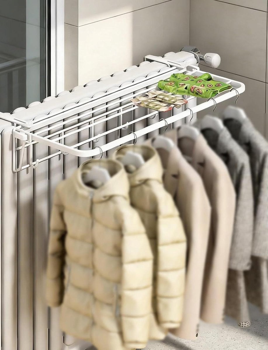 Radiator Kledingdroger Uitschuifbaar Droogrek in Roestvrij Staal - Zilver - Breedte: 35 cm