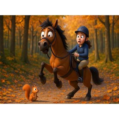 CALVENDO Puzzle Monster im Wald - Eichhörnchen und Pferde | 2000 Teile Lege-Größe 90x67cm Foto-Puzzle für glückliche Stunden