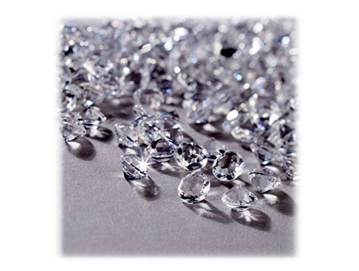 Relaxdays decoratie diamanten 3000 stuks, tafeldecoratie bruiloft, nep diamantjes, kunststof, 6 x 4 mm, doorzichtig