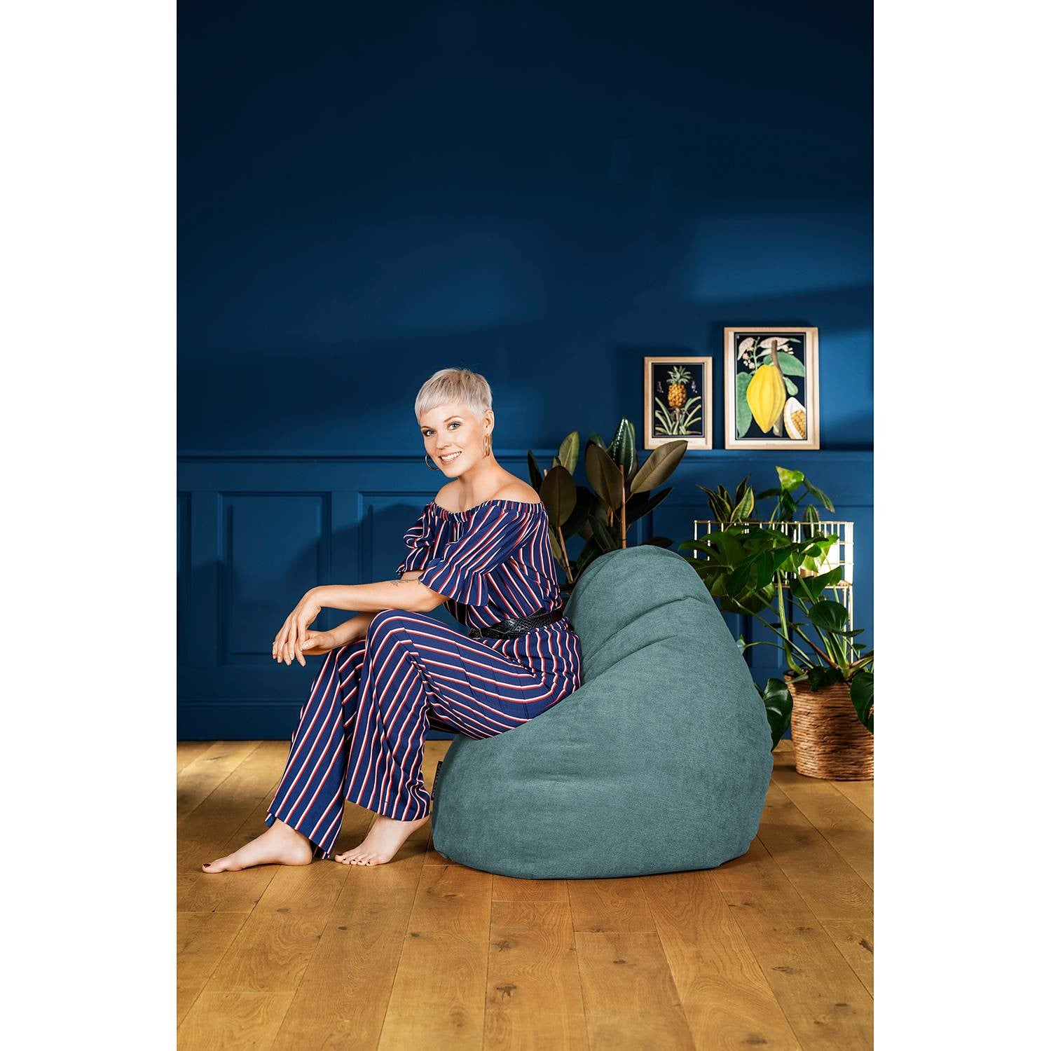 home24 Beanbag Alfa XXL Ø 80cm turquoise/petrol
