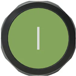 ABB MP1-7014 Drucktaster beschriftet, grün, flach-tastend, Frontring schwarz Kunststoff, weisses Symbol, beleuchtbar 1SFA611100R7014