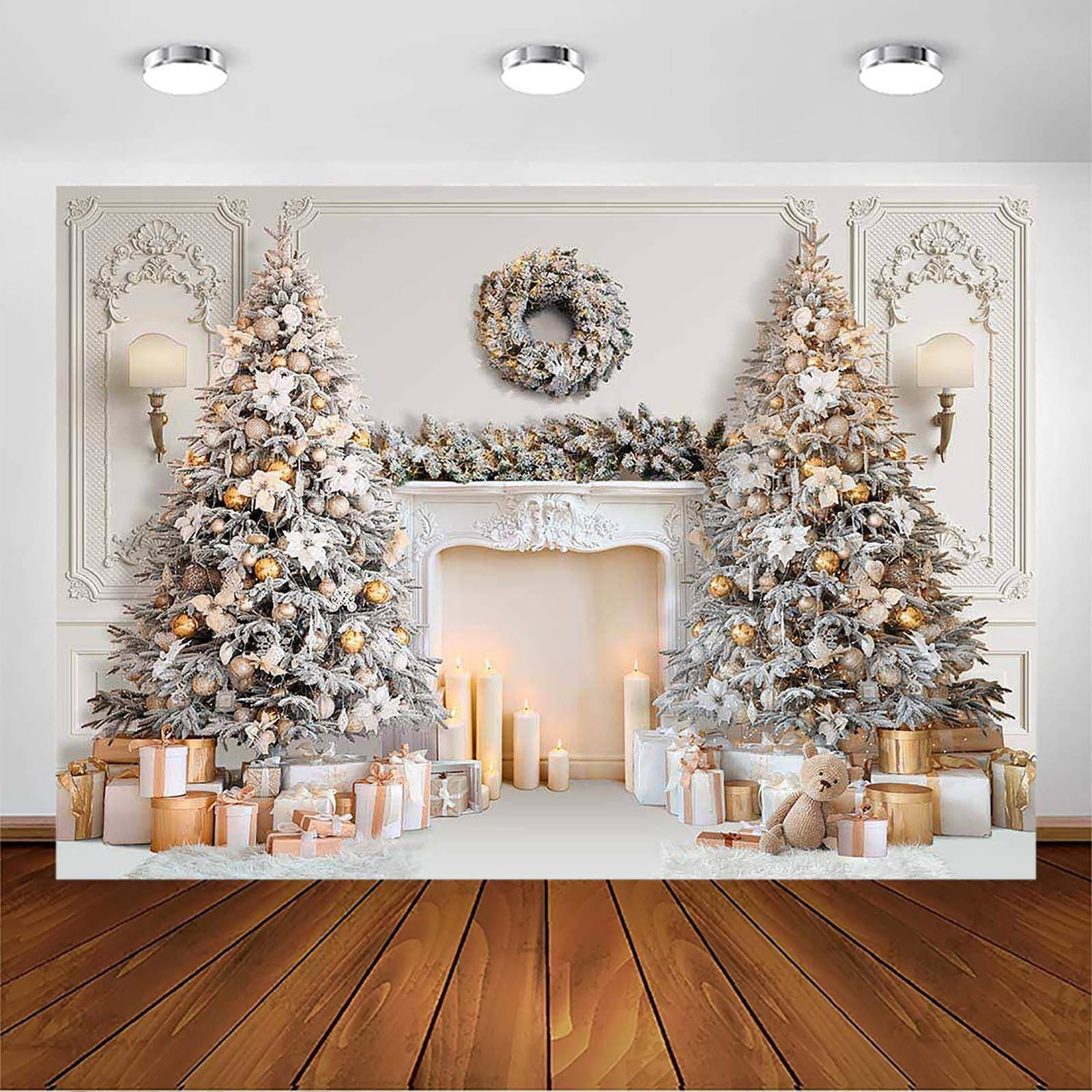 Solidchoice Kerst Achtergrond met Witte Open Haard 300 x 210 cm