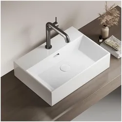 Emke, Waschbecken, Aufsatzwaschbecken Keramik Waschbecken Eckiger Hängewaschbecken Waschtisch, Modernes Design für (365 mm, 515 mm)