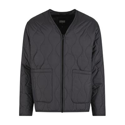 Steppmantel URBAN CLASSICS "Urban Classics Padded Quilting Jacket", Herren, Gr. L, grau (schwarz), 100% Polyester, Mäntel Steppmantel