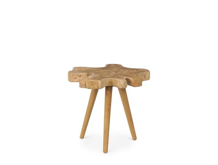 Table d’appoint tronc irrégulier en teck beige