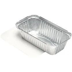 Papstar Aluschalen mit Einlegedeckel, 50 Stück silber, 19.5x10.3x4.9 cm