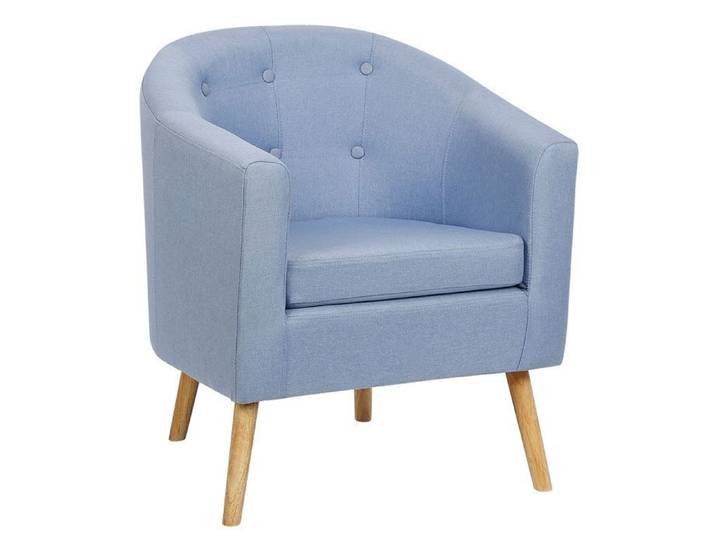 Petit Fauteuil en Tissu de Lin Petit Canapé Rembourrée Épaisse Style Scandinave Avec Accoudoirs et Dossier Bleu LVHCMFOHM