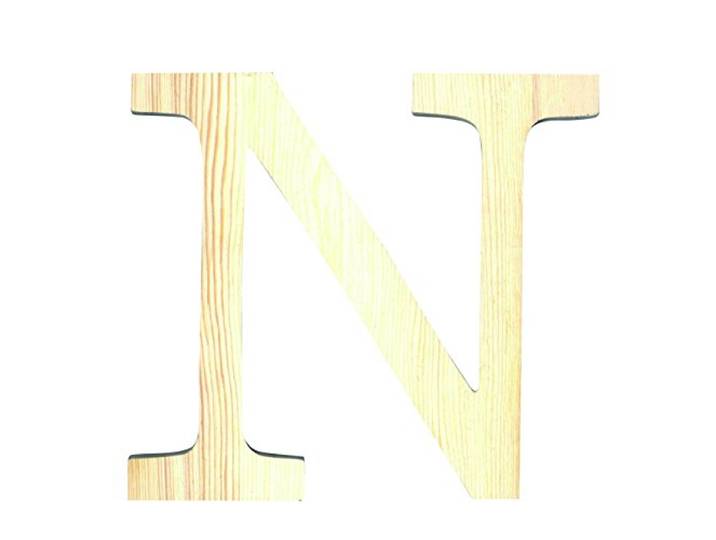 Artemio 19 cm houten letter N in hoofdletters, beige