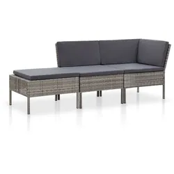 Helloshop26 - Gartenmöbel-Set 3-teilig mit Kissen graues Kunstharz-Geflecht 02_0015994