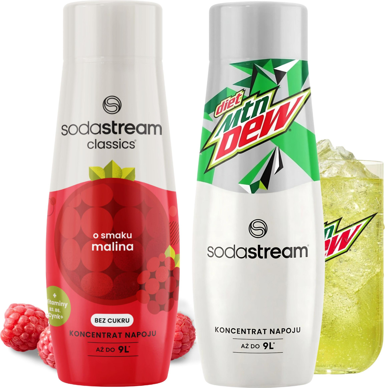 SodaStream siroop voor frisdrankmachines: framboos suikerarm en Mountain Dew concentraat