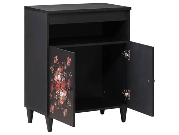 HKQWPBF Stauraumschrank Mehrfarbig 60 x 33,5 x 75 cm Massivholz Mango Medienlagerung,florales Muster,Messingknöpfe,Türfächer,Wohnzimmer,Deko,Bücher,holzwerkstoff