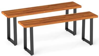 "Costway Set of 2 Wood Patio Bench 47.5"" Long Dining Bench for Entryway Poolside"
