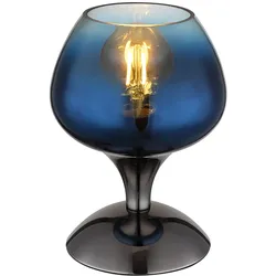 LED Tischlampe Tischleuchte Schlafzimmerlampe Glas blau Leselampe H 20,5 cm