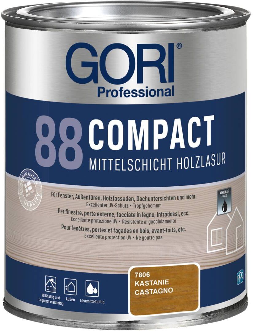 PPG Coatings GORI Professional 88 COMPACT, Mittelschicht-Holzlasur, kastanie, 0,75 l