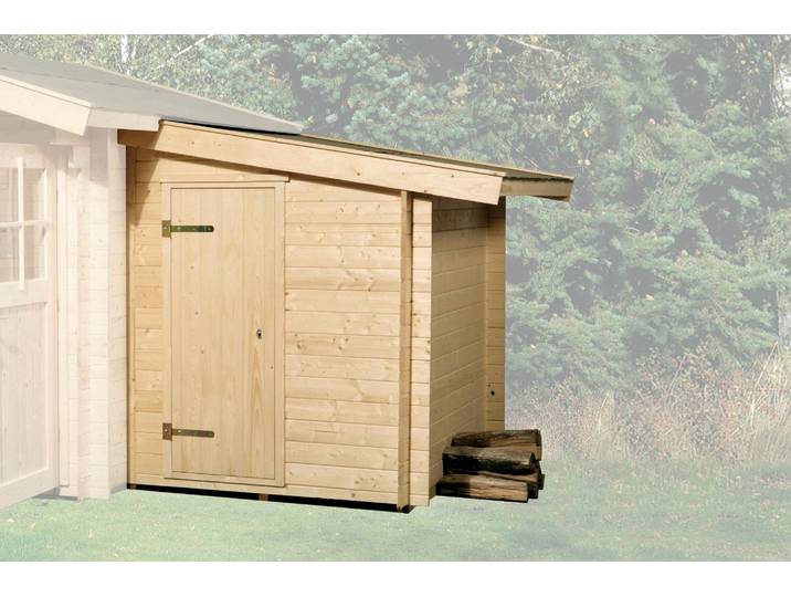 Garten-Geräteschrank WEKA, beige (naturbelassen), Massivholz, Metall, Gerätehäuser, Garten-Geräteschrank, Anbauschuppen für klassisches Stecksystemtem Gr.2, 28 mm