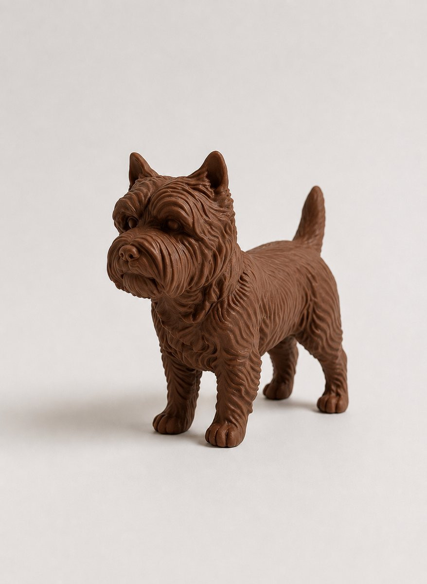 Cairn Terriër Hondenbeeldje - Decoratief Bruin 3D-geprint Beeldje voor op Tafel