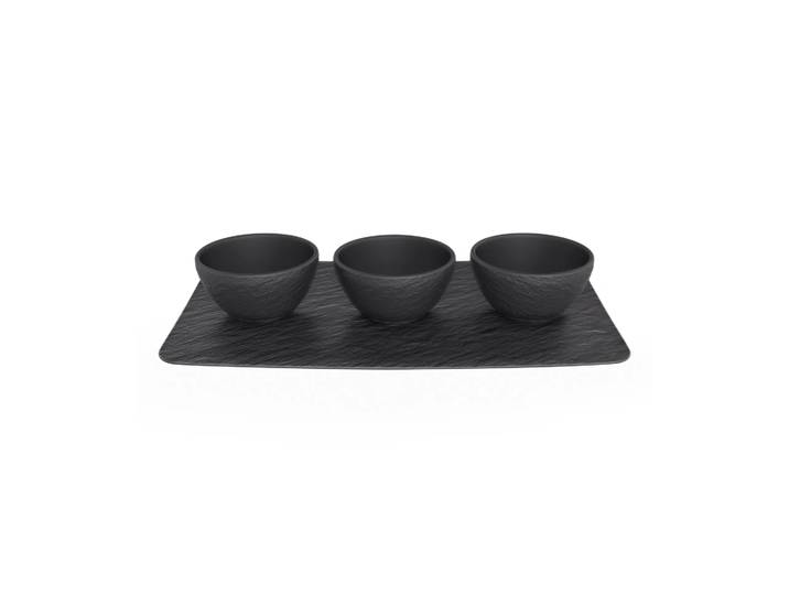 Villeroy & Boch Bol à sauce Manufacture Rock 3 pièces avec plateau Noir
