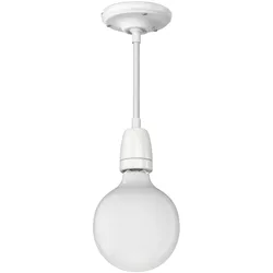 ledscom.de E27 Porzellan- Pendelleuchte weiß, Textikabel weiß, DIY, inkl. Globe LED 845lm warmweiß