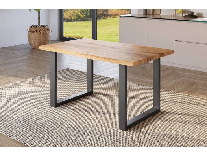 SAM® Esstisch Juliane, Holz Wildeiche-Optik, verschiedene Metallgestelle, Baumkante