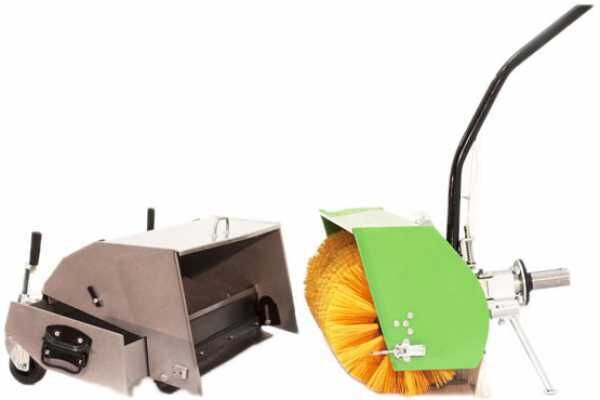 AgriEuro Premium Accessoire balayeuse SPR 100 avec bac de ramassage, brosse de 100 cm pour motoculteur