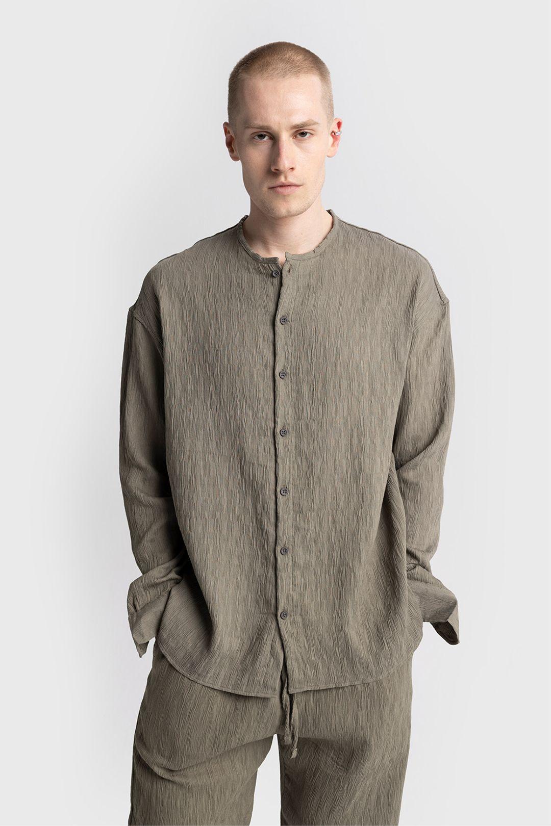 Texturiertes Langarm-Shirt mit Rundhalsausschnitt