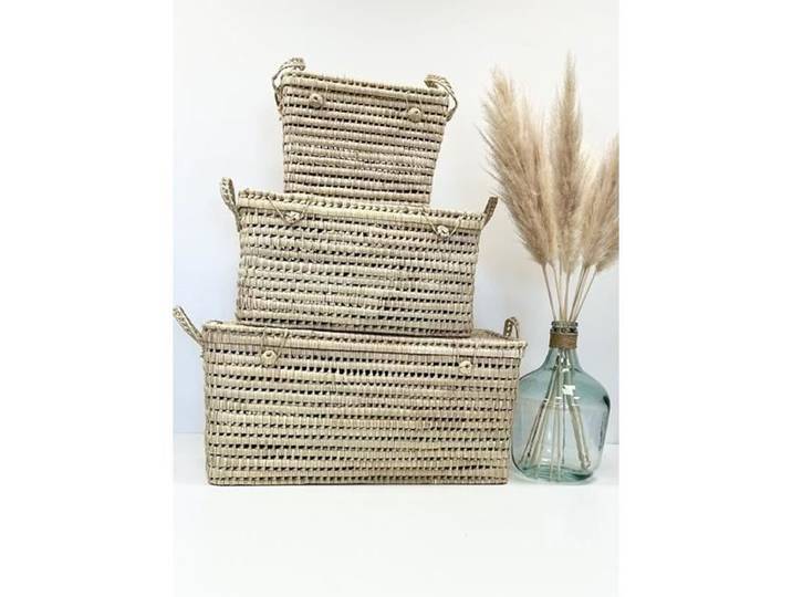 Trio de malles de rangement/coffre en osier