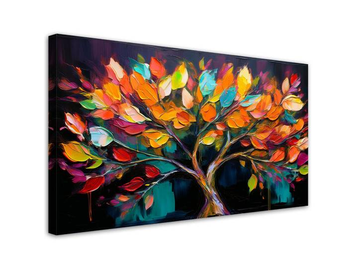 Feeby Wandbild bunte baumblätter bemalt, Mehrfarbig, Landschaft/Berg, Rechteckig, 100x50 cm, Bilder & Rahmen, Bilder, Leinwandbilder