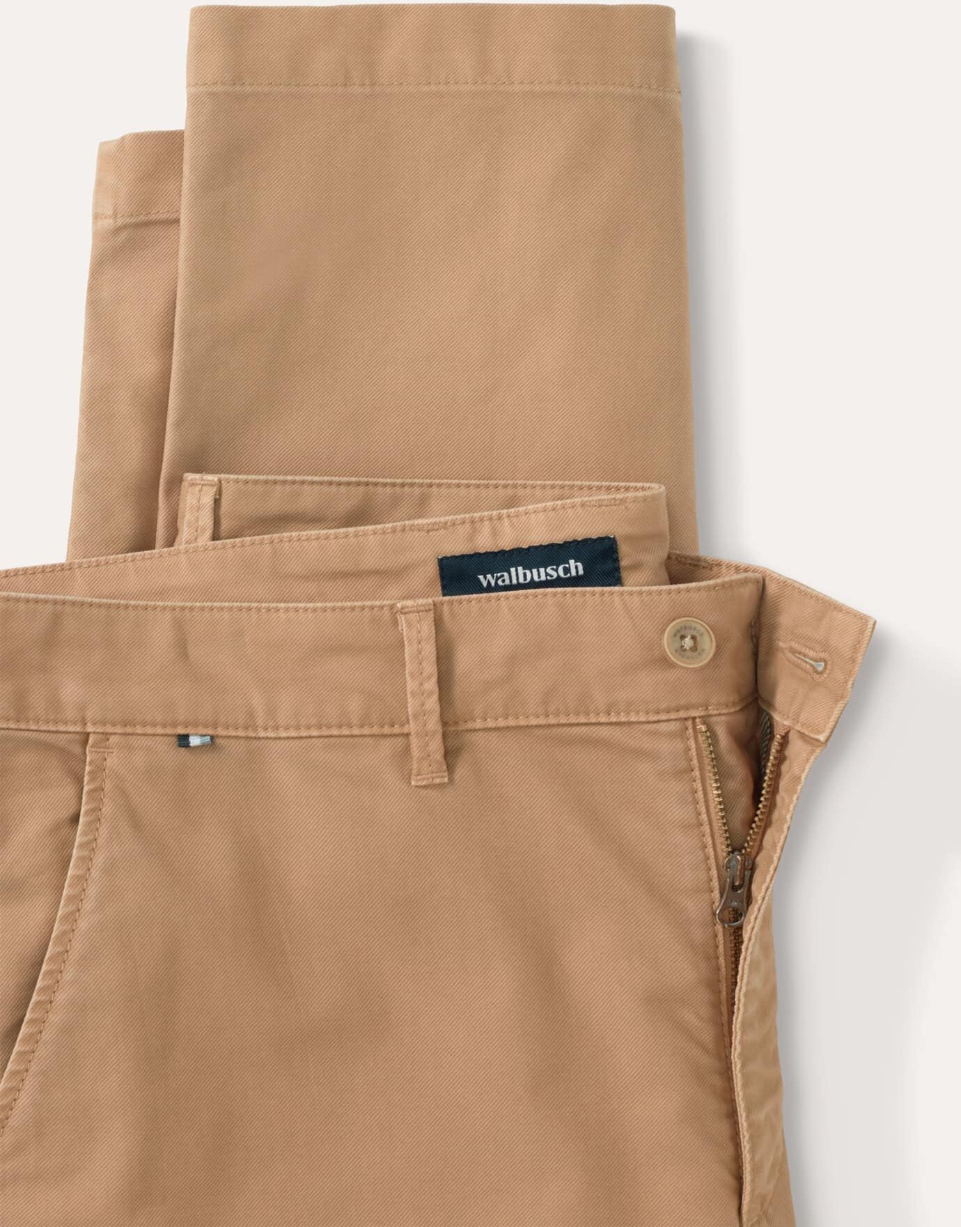 Walbusch 100 Komplimente Chino, Modern Fit#normale Größen#schlanke Größen#untersetzte Größen, Farbe Gelb, 62, garment dyed-Färbung 3 verschließbare Taschen Herren