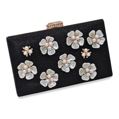 Abendtasche STEUER "Perlen, Glassteine mit Blumenzierde", Damen, Gr. B/H/T: 120cm, schwarz, Taschen Abendtasche