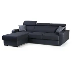 ECKSOFA PALAZZO Schwarz Geflochtener Stoff mit Schlaffunktion