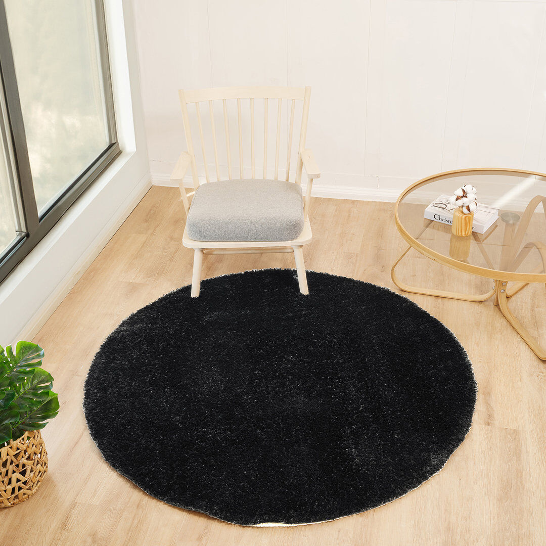 Wade Logan Ridout Power Loom Rug Black/Polypropylene Round 160 cm