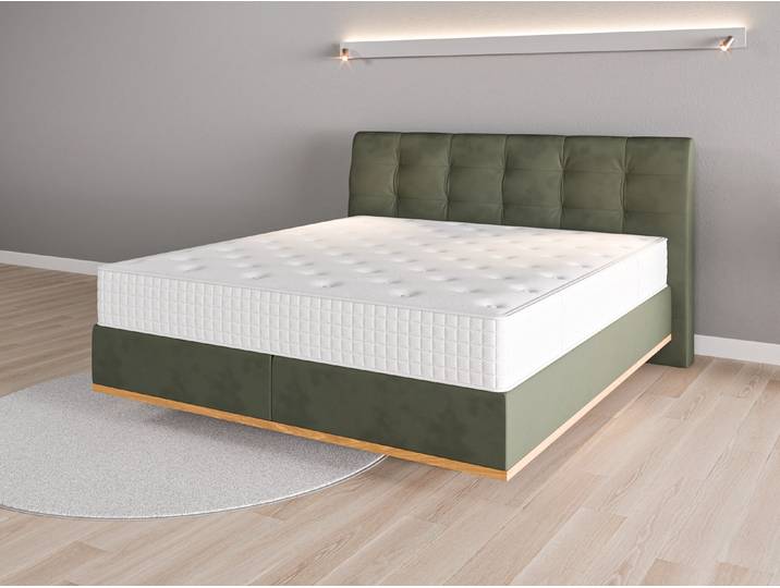 Boxspringbett 180x200 Nr. 2 - Grün (Waldgrün) - Vintage Velours