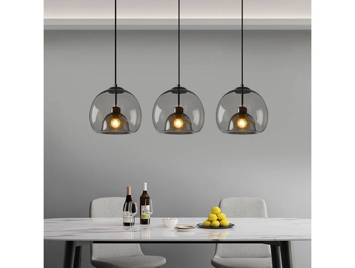 Lampe suspendue en verre nordique, lustre d'îlot de cuisine, lampe suspendue gris fumée pour salon et salle à manger