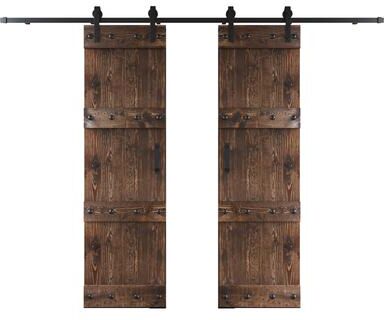 Coast Sequoia Inc Coast Sequoia 48in./60in./84in. x 84in. Castle Series Pine Wood Double Sliding Barn Door With Hardware Kit