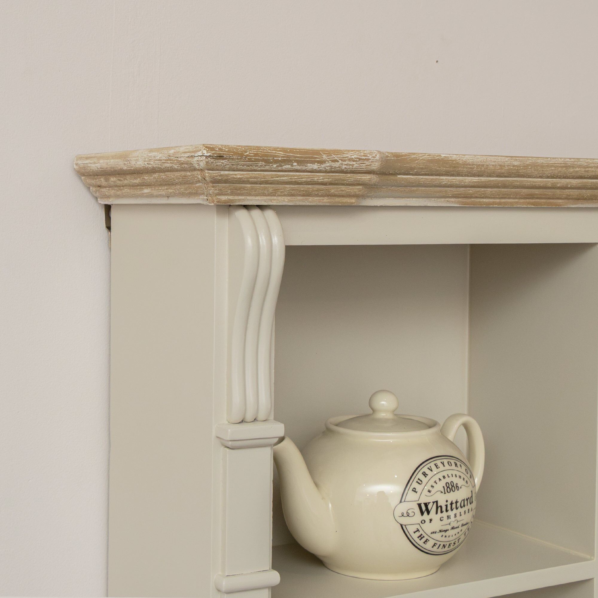 Cream Wall Mounted Cupboard with hooks - Lyon Range Wood, Metal