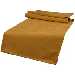 TISCHLÄUFER FarbTon Chenille-Haptik curry-gelb 140/40 cm