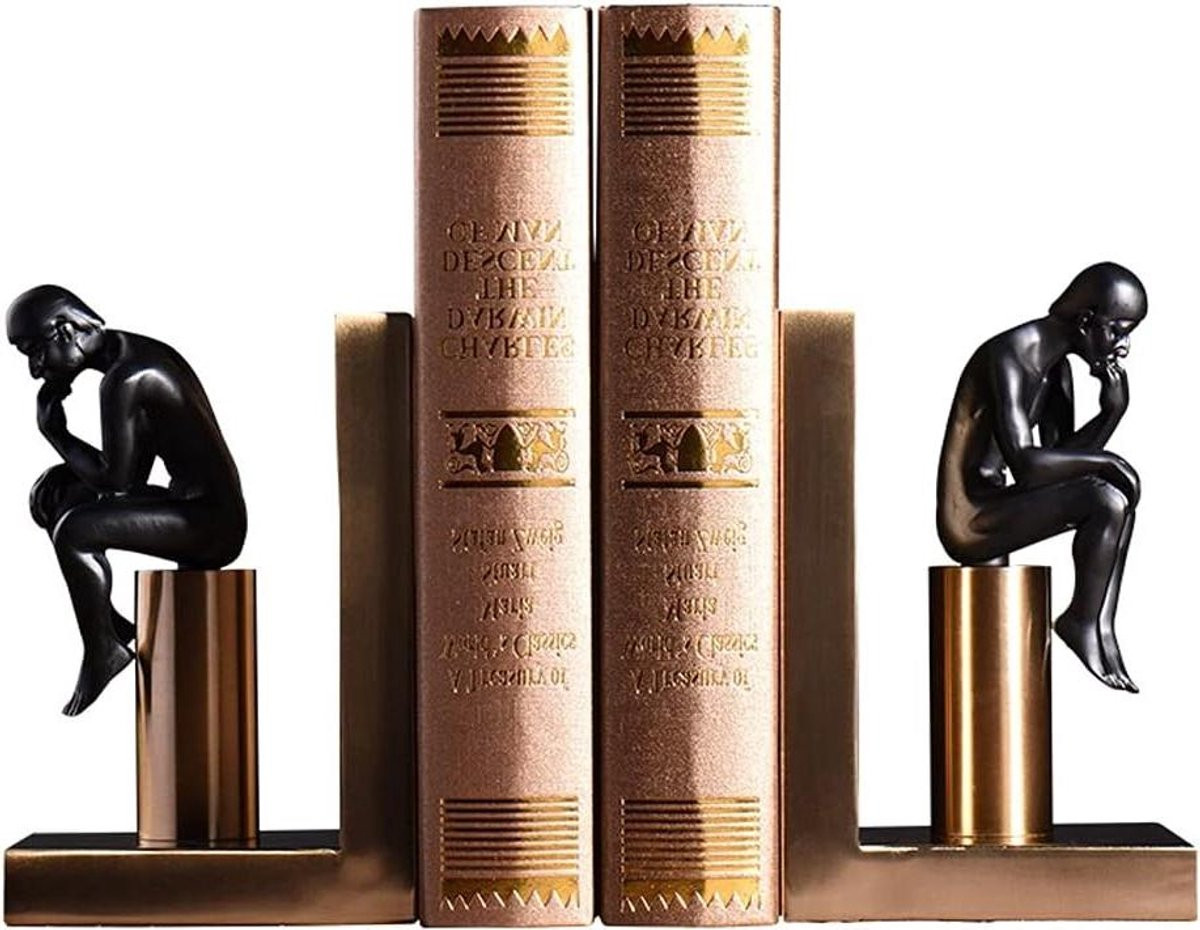 Denker Design Boekensteunen Metaal Boek Eind Goudzwart 18,6 x 12,6 cm