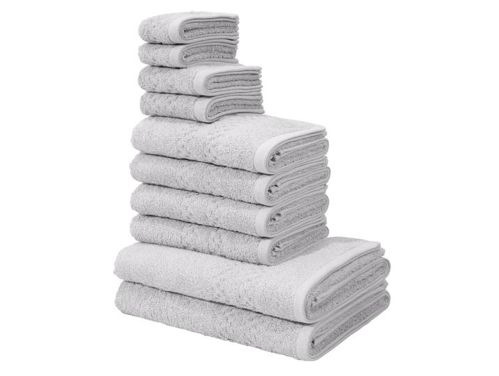 Handtuch Set GOODPRODUCT Regona, als 10 tlg Set und Serie, Premium Handtücher, 500 gr/m² , grau (hellgrau), 10 Stk., Frottier, Frottier, Obermaterial: 100% Baumwolle, Handtuch-Sets, Handtuch Set, Duschtücher, Handtücher, Gästetücher, Seiftücher, 5 Jahre Garantie