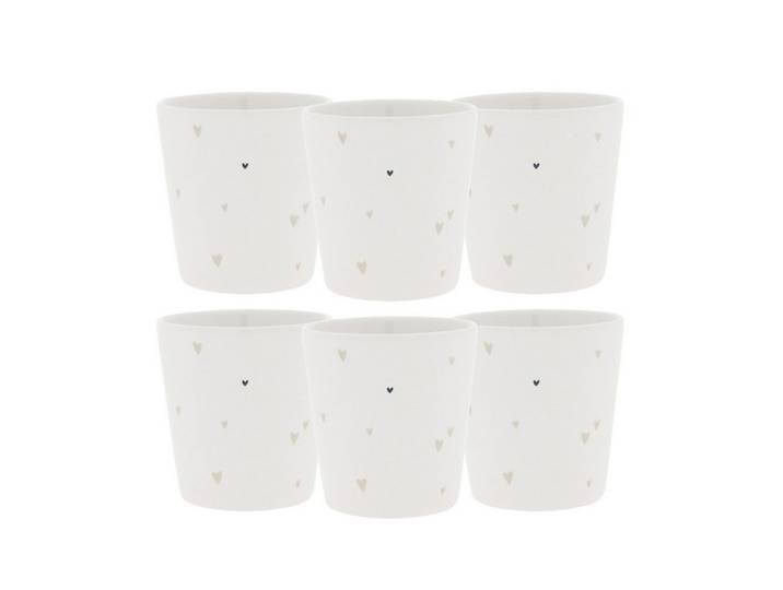 Bastion Collections Tasse Beige Titan, Keramik, Spülmaschinengeeignet, Weiß, Herzen, H: 9cm