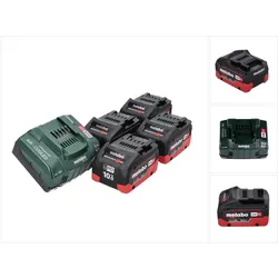 Metabo, Werkzeugakku + Ladegerät, 18 V Basis Set 4x Akku 10,0 Ah LIHD + ASC 145 Ladegerät CAS System (18 V)
