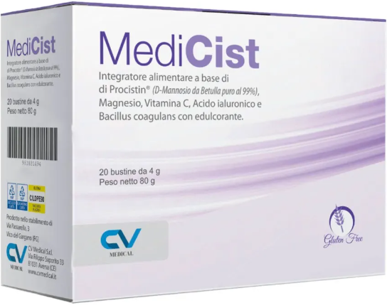 CV MEDICAL Srl Medicist 20 Bustine - Integratore alimentare con Procistin, Magnesio, Vitamina C, Acido Ialuronico e Bacillus Coagulans, gluten free