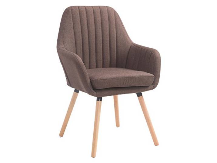 CLP Retrostuhl Florian Mit Hochwertiger Polsterung Und Stoffbezug I Esszimmerstuhl Mit Einer Sitzhöhe Von 49 cm Farbe braun Gestell Farbe Natur