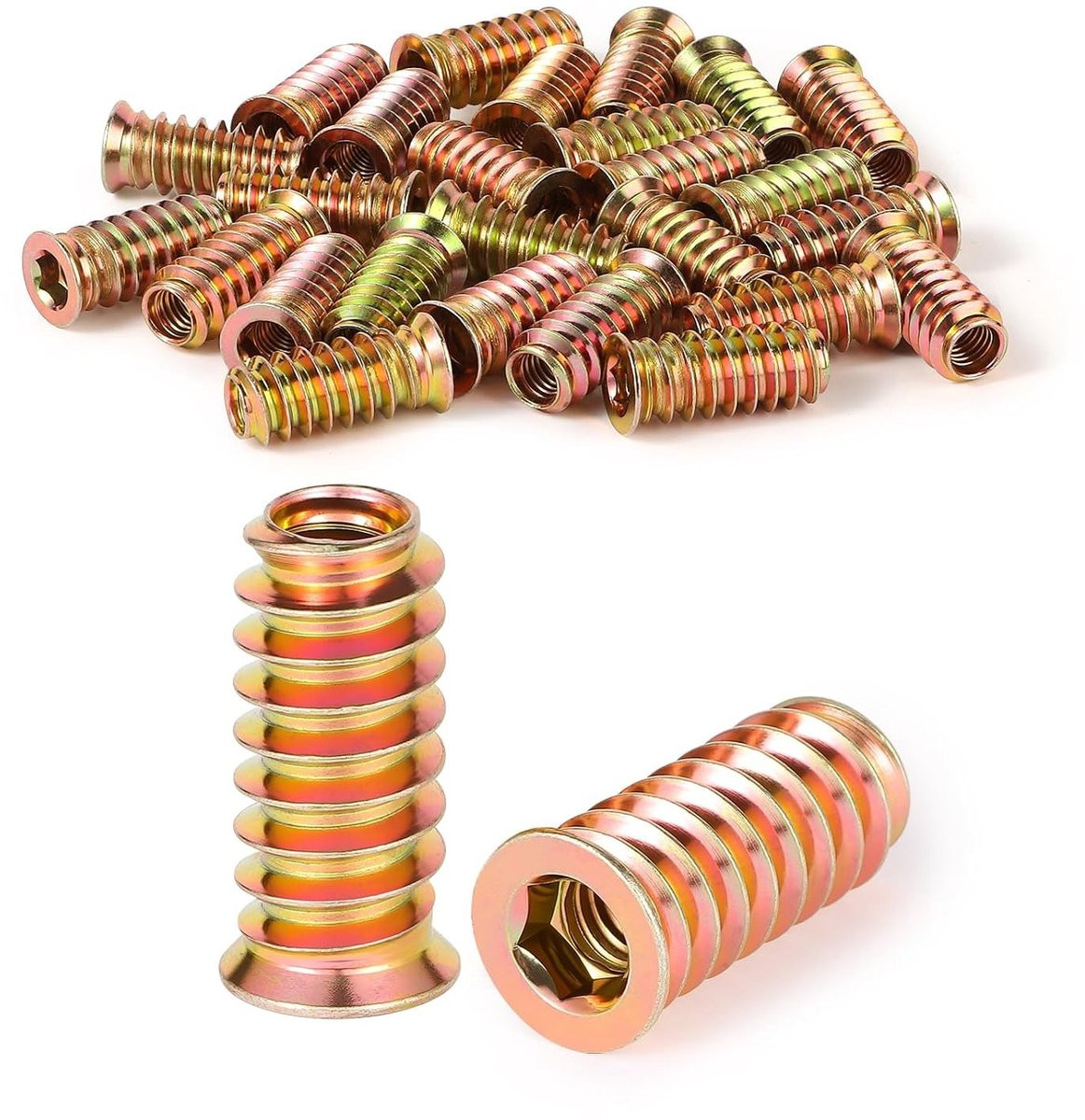 25x Schroefdraadinzetstukken voor Hout M5 x 15 mm - Sterke Verbinding voor Meubels