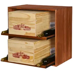 PROREGAL Modulares Weinregal VINCELLAR MOD | HxBxT 60x60x30cm | Modul für 12 Flaschen oder Weinkisten | Massives Kiefernholz | Braun geölt