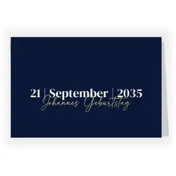 Geburtstagskarte Einladung in Dunkelblau im Design "Schlichte Eleganz" - Musterkarte