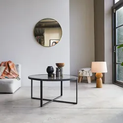 Runder Couchtisch aus Marmor und Metall 90 Milan