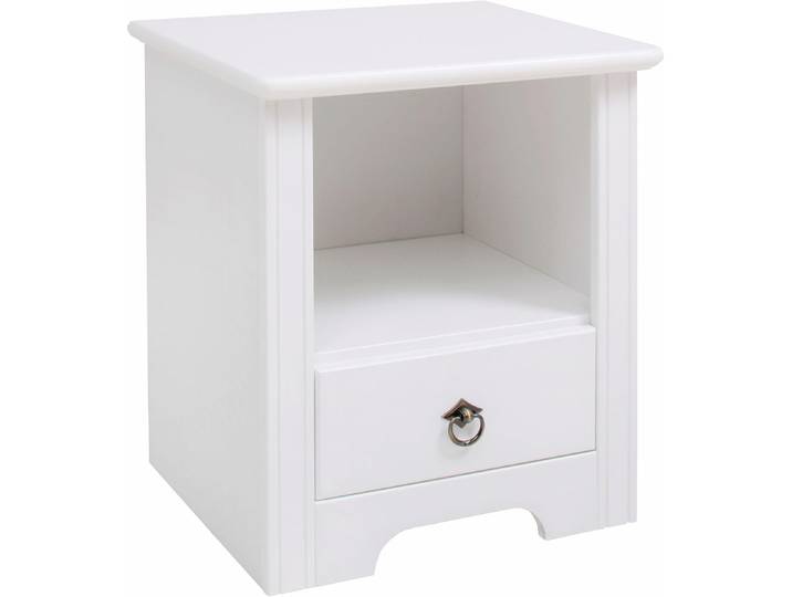 Nachtkonsole GOODPRODUCT Hugo , weiss (weiß), B:44cm H:50cm T:38cm, Sideboards, Nachtkonsole, Nachttisch mit 1 Schublade, aus massiver Kiefer
