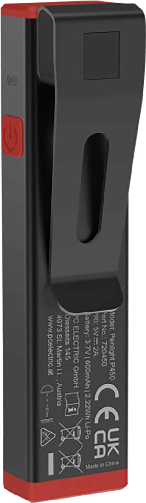 PC ELECTRIC LED werklamp en mini-zaklamp met USB-C en 600mAh oplaadbare accu