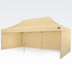 Verkaufszelt 3x6m - mit 3 Wänden - Beige