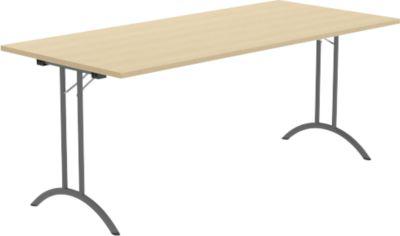 Schäfer Shop Select Klapptisch, Rechteck, Doppel-T-Fußgestell, Spezial-Klappbeschlag & Bodenausgleich, B 1800 x T 800 x H 720 mm, Ahorn-Dekor/anthrazit